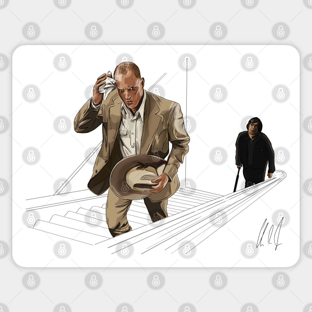 No Country for Walking Up Stairs Sticker by 51Deesigns